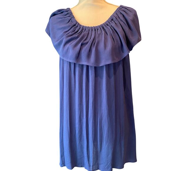 Boho ruffle collar NWT great northwest indigo Navy blouse size small Office Work - Picture 1 of 7